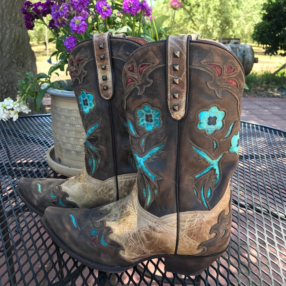 Dan Post Blue Bird Western Boot 9 EUC
